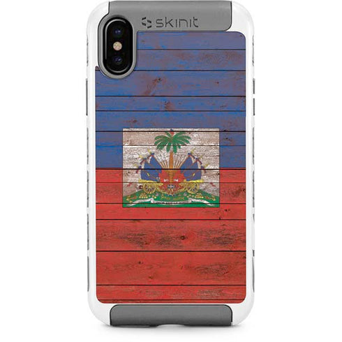 Haiti Flag Dark Wood iPhone X/XS Cargo Case